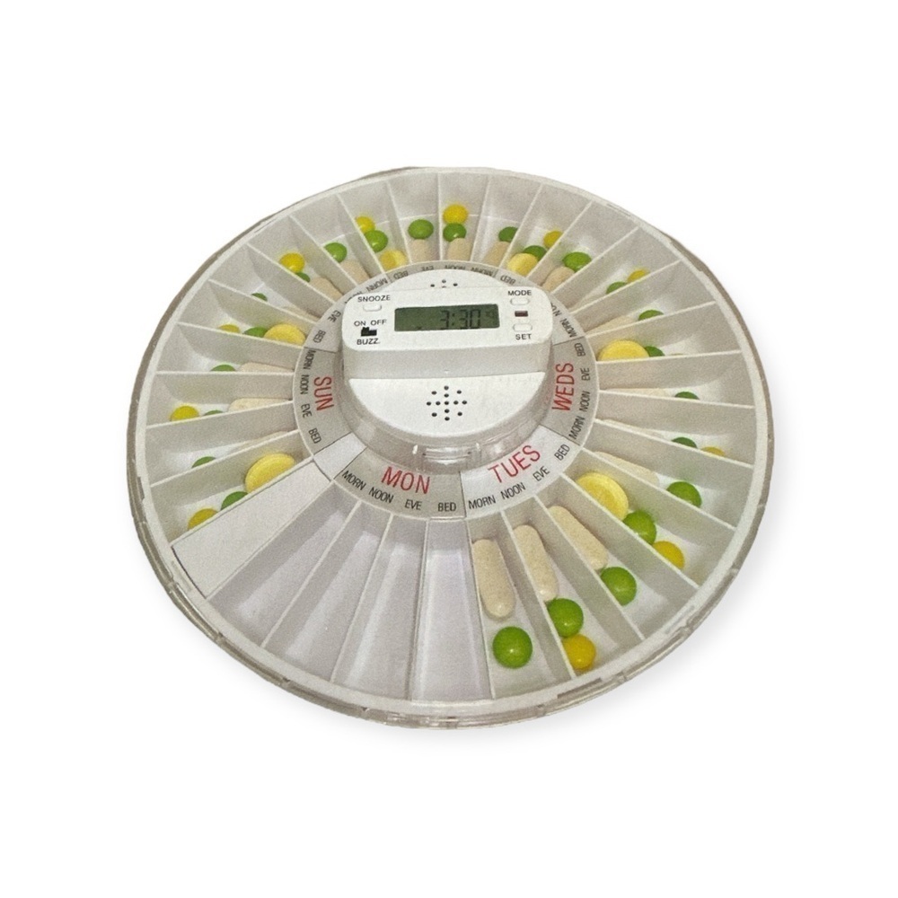 Royalty 100 Vitamin & Pill Organizer Come W/Pill Holder Alarm Clock Home Travel